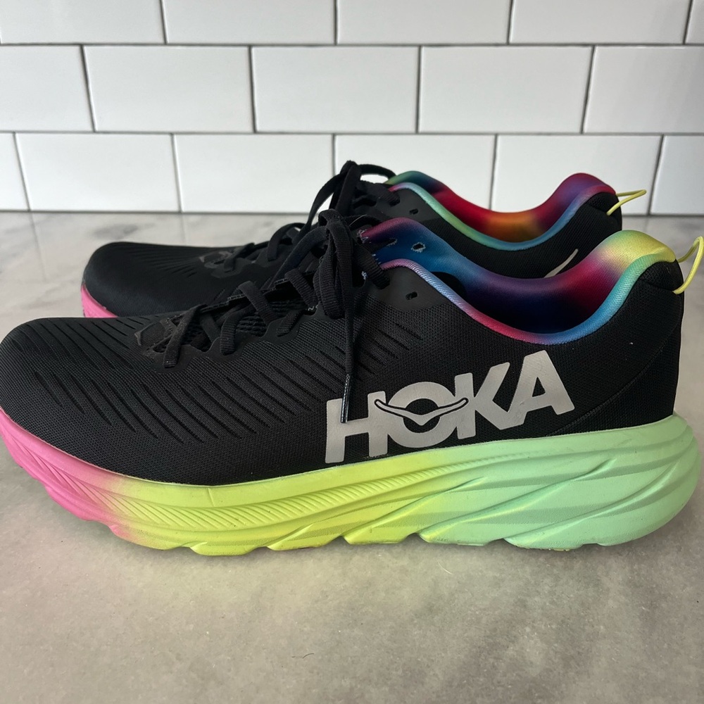 HOKA Shoes - Black with Rainbow Soles
